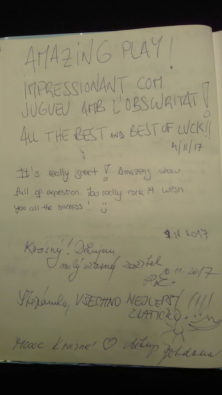 Black light theatre guestbook